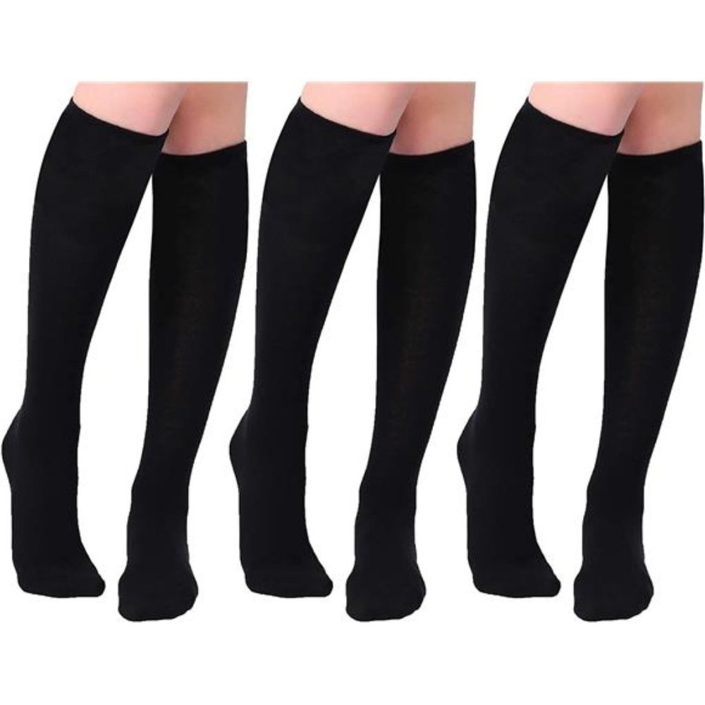 Joulli Women's Knee High Athletic Socks Stripe Tube Outdoor Sport Socks 3 Pairs